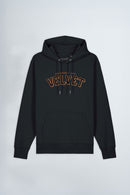 Black hoodie with 'Velvet' text on a light background