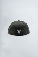 Dark gray cap with a logo on the back against a light background