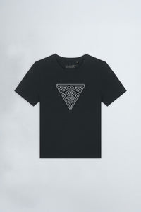 Black t-shirt with 'Velvet' text on a light background